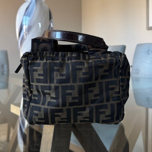 Fendi Handbags - FENDI ZUCCA CANVAS Vintage 1925 Cosmetic Pouch Brown
